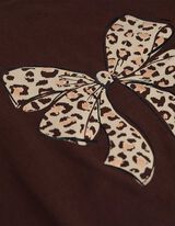 Tričko - Třpytivý potisk - tmave hneda