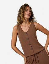 Stricktop - Knopfleiste - Braun