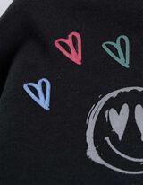 Kapucnis felső - Elsz&oacute;rt nyomott minta - fekete