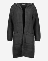 Cardigan lungo - Cappuccio - nero