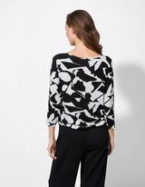 Langarmshirt - Allover-Print - schwarz