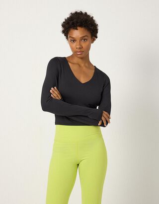 Langarmshirt - Herausnehmbare Cups - Schwarz