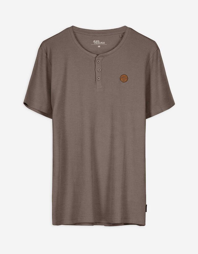 T-Shirt - Knopfleiste - hellbraun