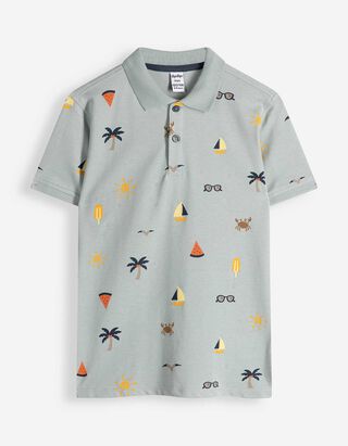 Poloshirt - Allover-Print - t&uuml;rkis