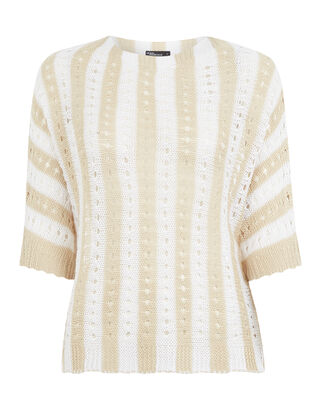 Damen Pullover aus Lochstrick mit Streifenmuster