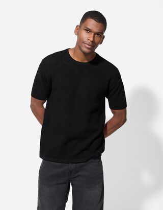 T-Shirt - Strick - schwarz