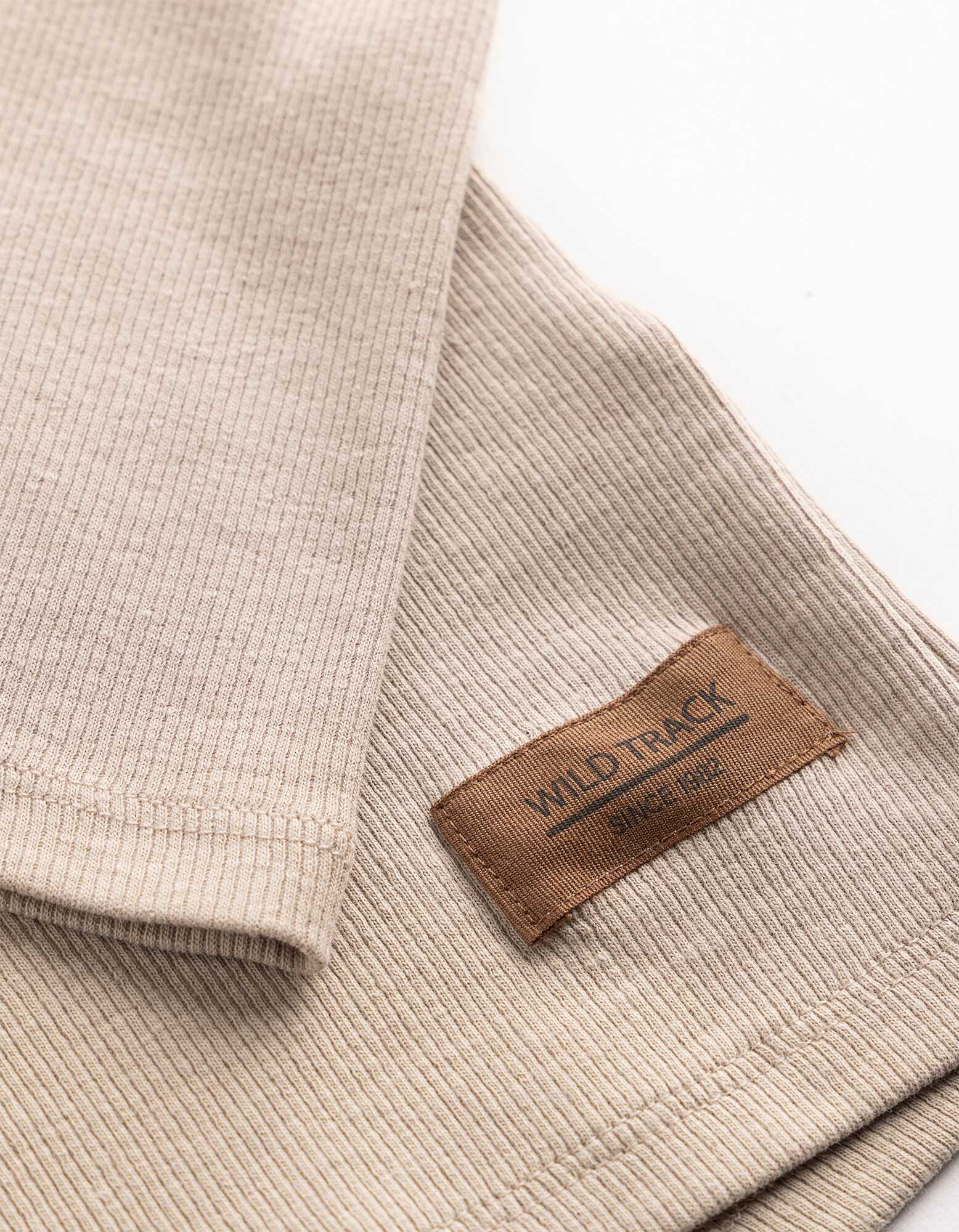 Langarmshirt - Feinripp - Beige