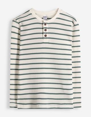 Langarmshirt - Waffelstruktur - Off-White