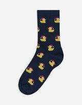 Chaussettes - Motif all-over - Bleu foncé
