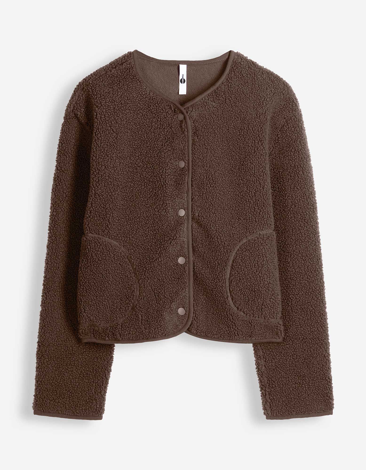 Sweatjacke - Teddyfell - Dunkelbraun
