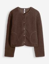 Sweatjacke - Teddyfell - Dunkelbraun