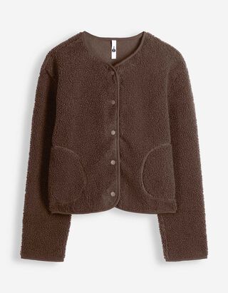 Sweatjacke - Teddyfell - Dunkelbraun