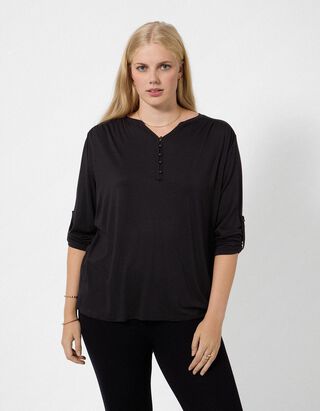 Blouseshirt - Viscosemix - Zwart