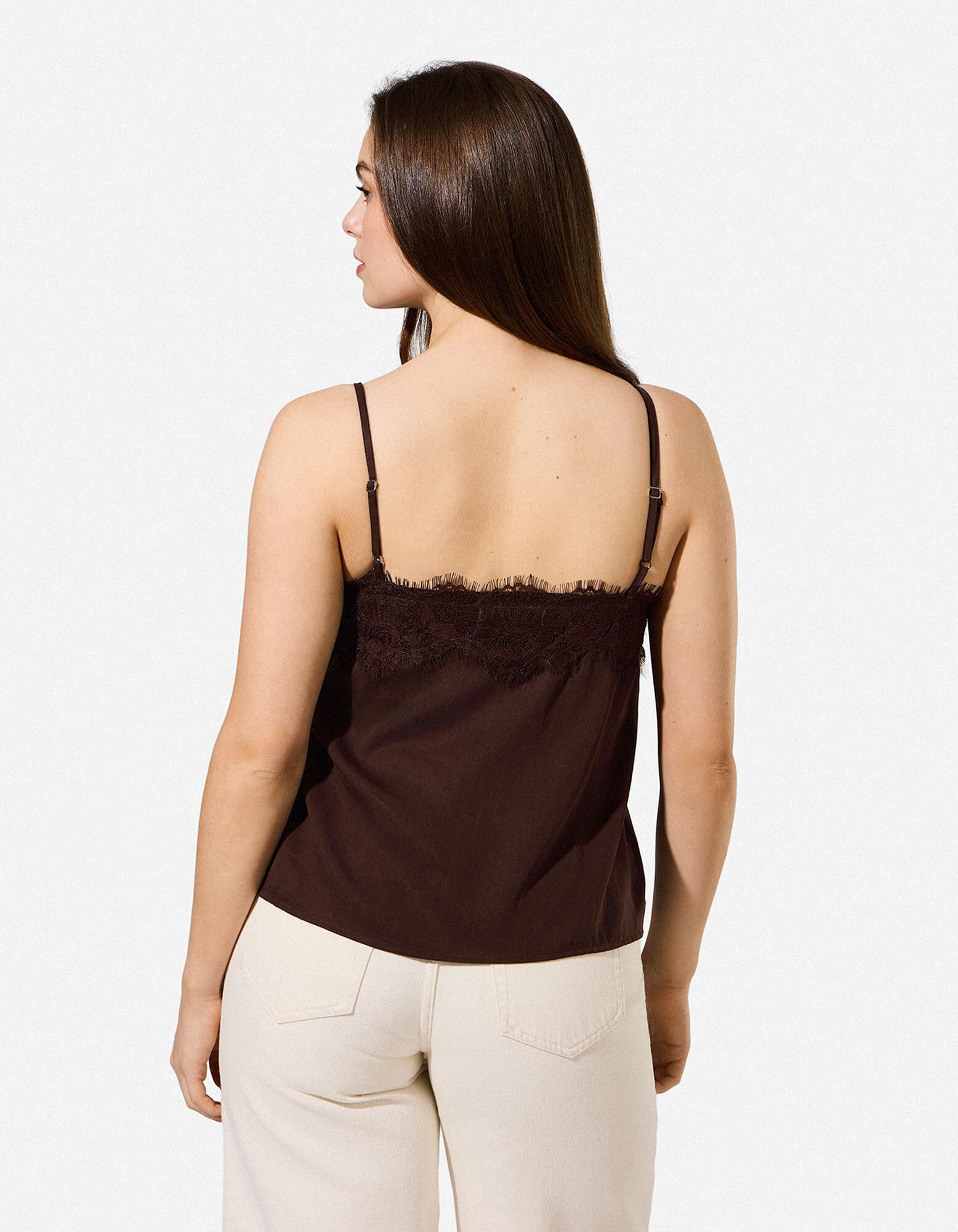 Top - Satin - Dunkelbraun