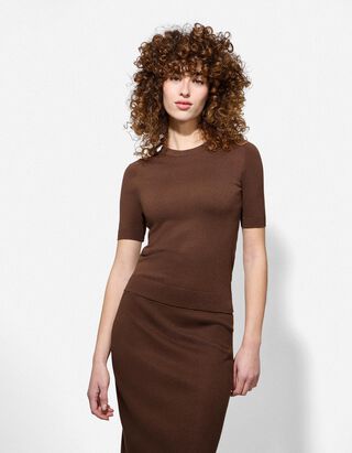 Pullover - Kurze &Auml;rmel - braun