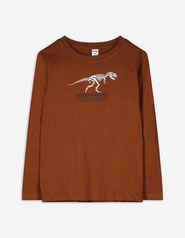 Longsleeve - Dinosauriër - donkerbruin