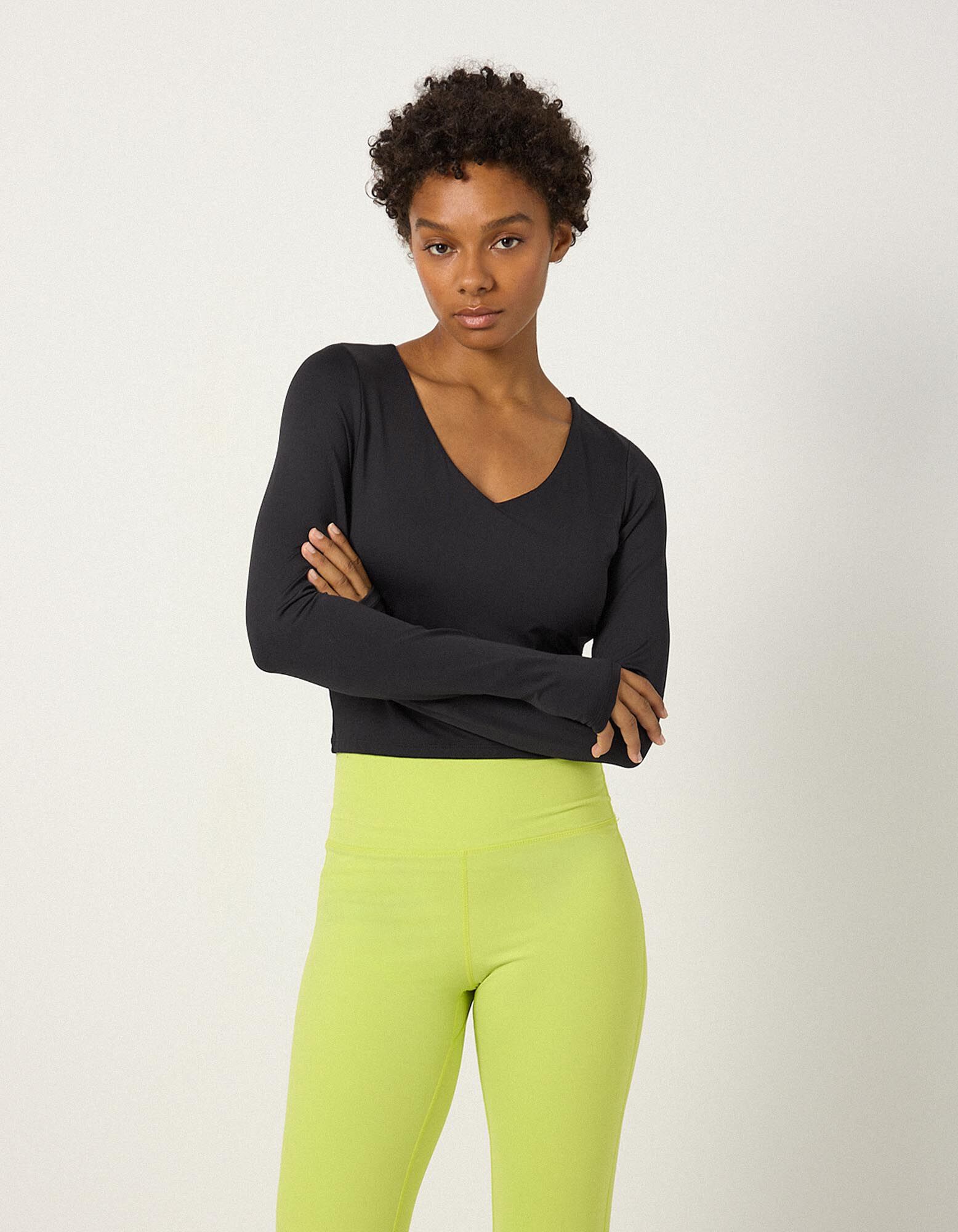 Langarmshirt - Herausnehmbare Cups - Schwarz