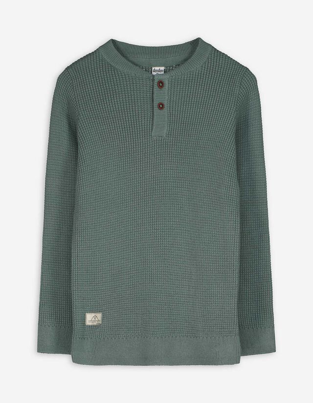 Pullover - Knopfleiste - dunkelgrün