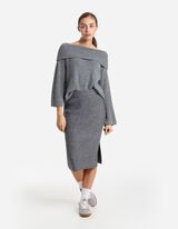 Gonna a maglia - Maglia a coste - grigio scuro