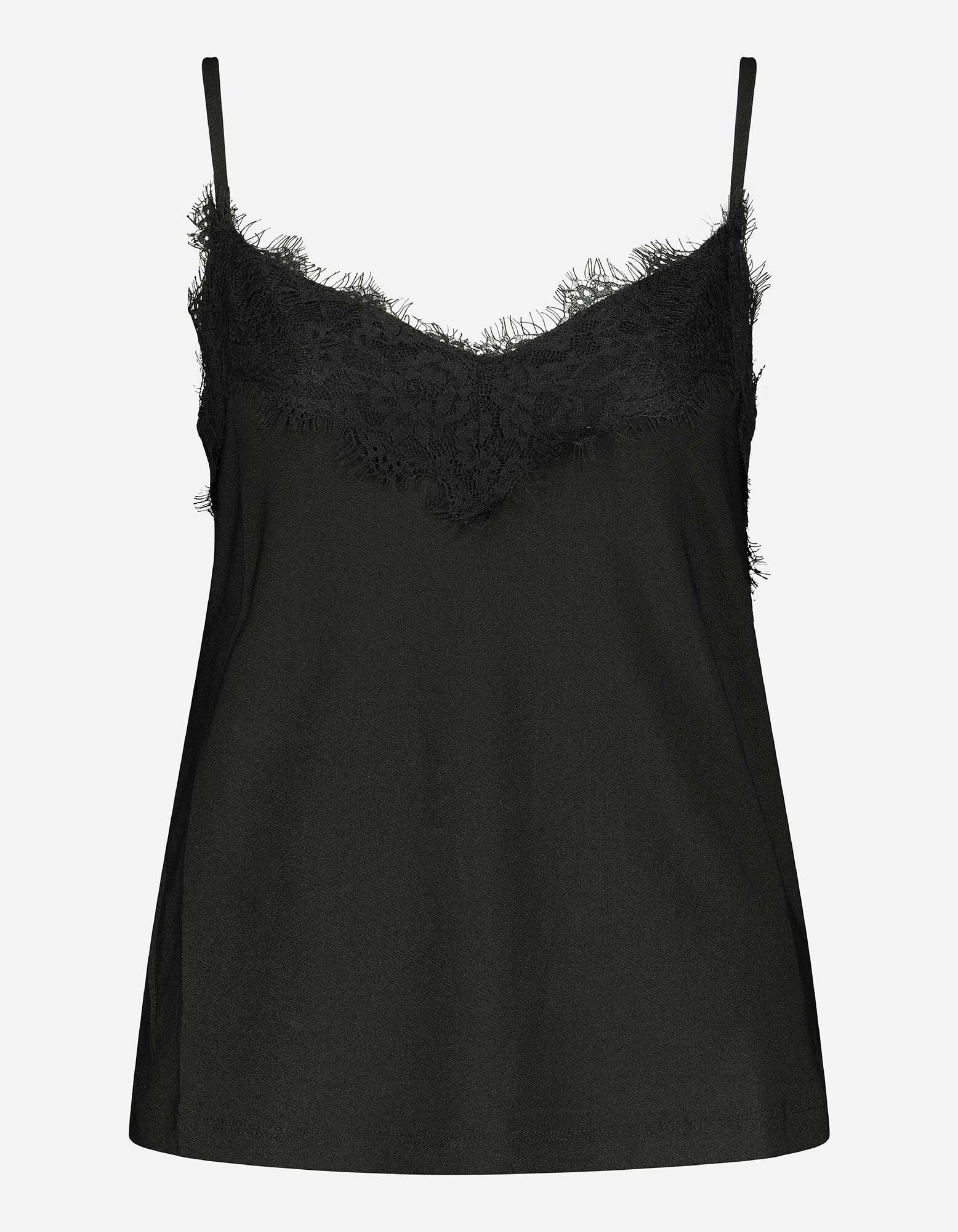 Damen Top - Spitzenbesatz 