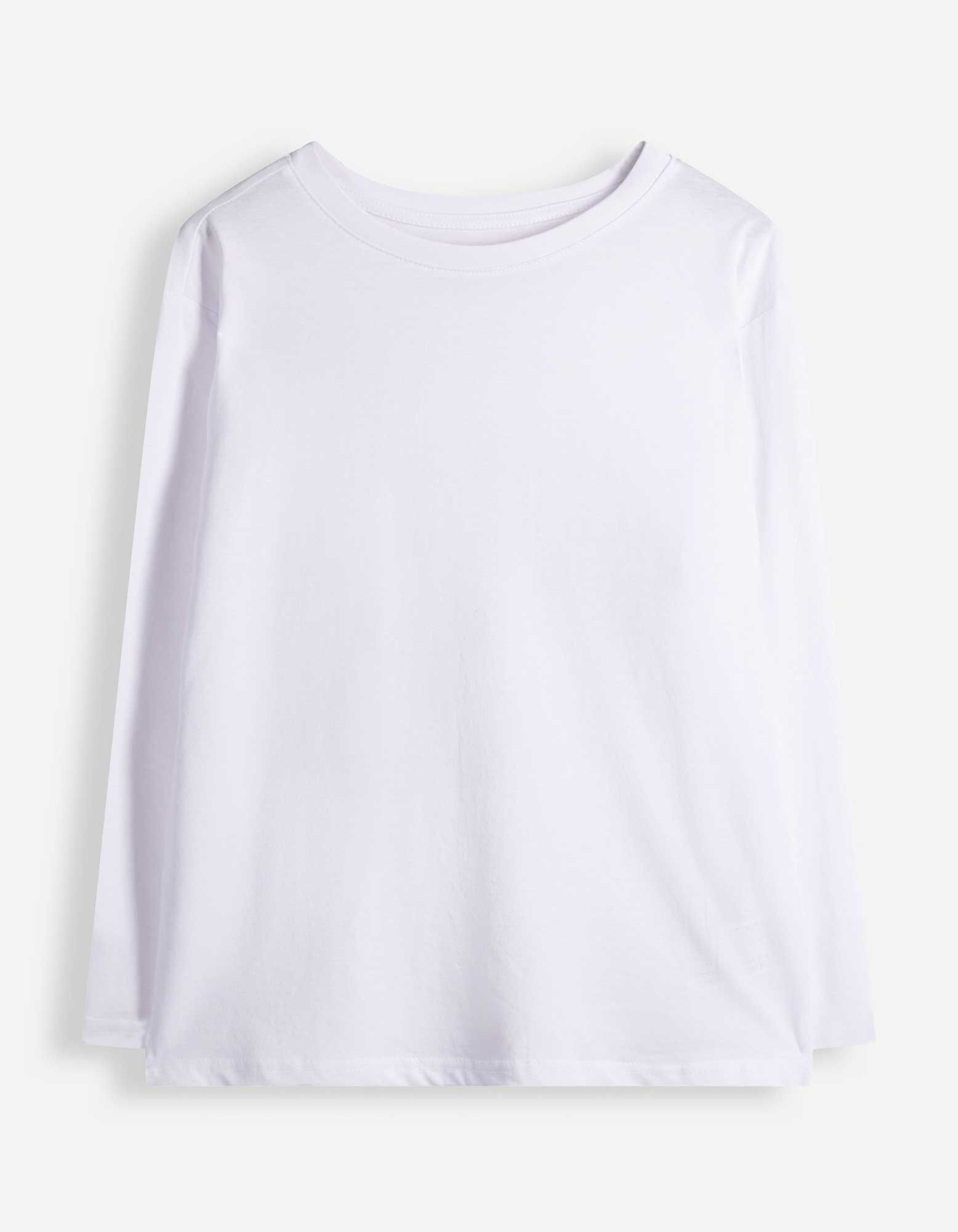 T-shirt &agrave; manches longues - Coton - blanc