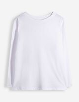 T-shirt &agrave; manches longues - Coton - blanc