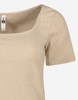 T-shirt - Scollo squadrato - beige