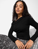 Hosszú ujjú felső - Nyitott vállú - fekete