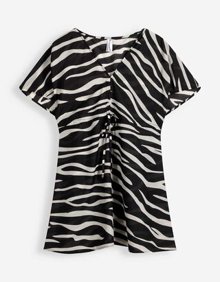 Strandtunika - Zebramuster - schwarz