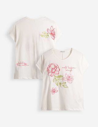 T-Shirt - Stickerei - Wei&szlig;