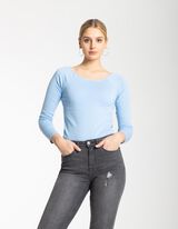 koszulka z długim rękawem - okrągły dekolt - jasny niebieski