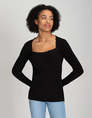 Pull-over - Viscose m&eacute;lang&eacute;e - Noir