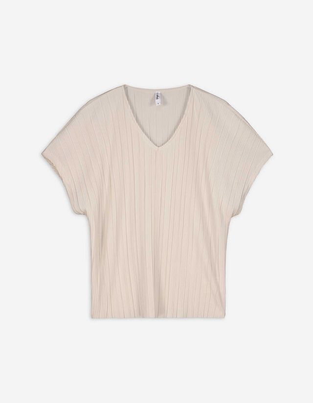 T-shirt - Plooien - beige