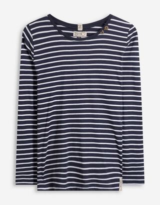 Langarmshirt - Zierknöpfe - dunkelblau