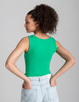 Top - Structură cu nervuri - Verde