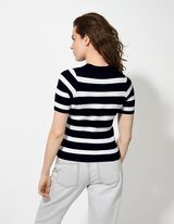 Gebreid overhemd - Geribde structuur - donkerblauw