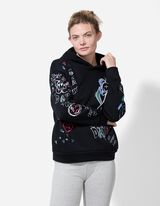 Kapucnis felső - Elsz&oacute;rt nyomott minta - fekete