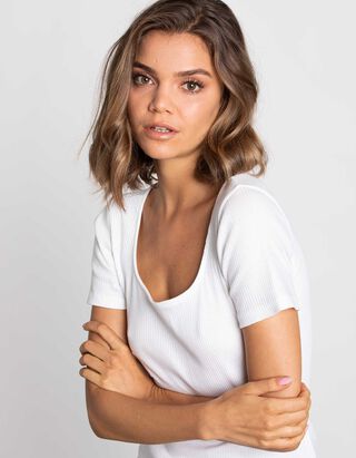 T-shirt - Encolure carr&eacute;e - blanc