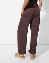 Sportske hlače - Mje&scaron;avina viskoze - tamno smedja