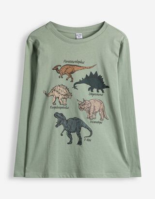 Langarmshirt - Frontprint - Gr&uuml;n