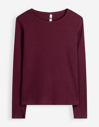 Langarmshirt - Feinripp - Lila