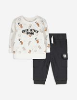 Set aus Sweatshirt und Hose - Allover-Print - weiß