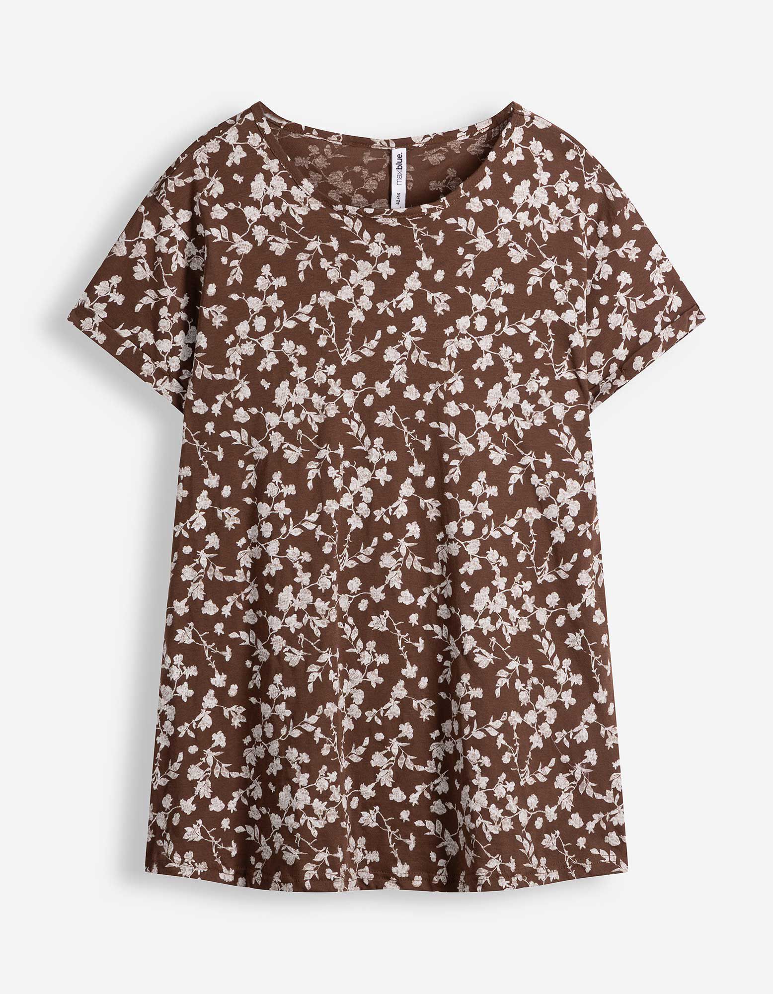 T-shirt - Motief all-over - bruin