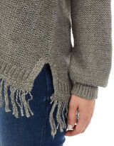 Damen Strickpullover mit Fransen am Saum