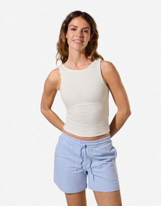 Cropped Top - Gerippt - Grau