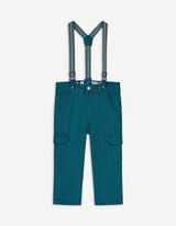 Pantaloni cargo - Bretele - Turcoaz