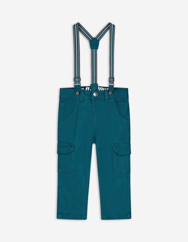 Pantaloni cargo - Bretele - Turcoaz