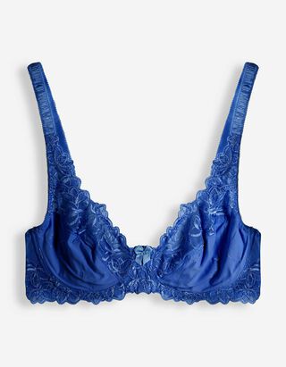 Soutien-gorge sp&eacute;cial t-shirt - Broderies - Bleu fonc&eacute;