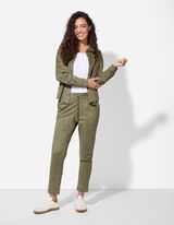 Pantaloni - Imitație de piele &icirc;ntoarsă - Verde inchis