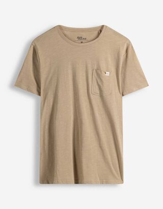 T-Shirt - Brusttasche - beige